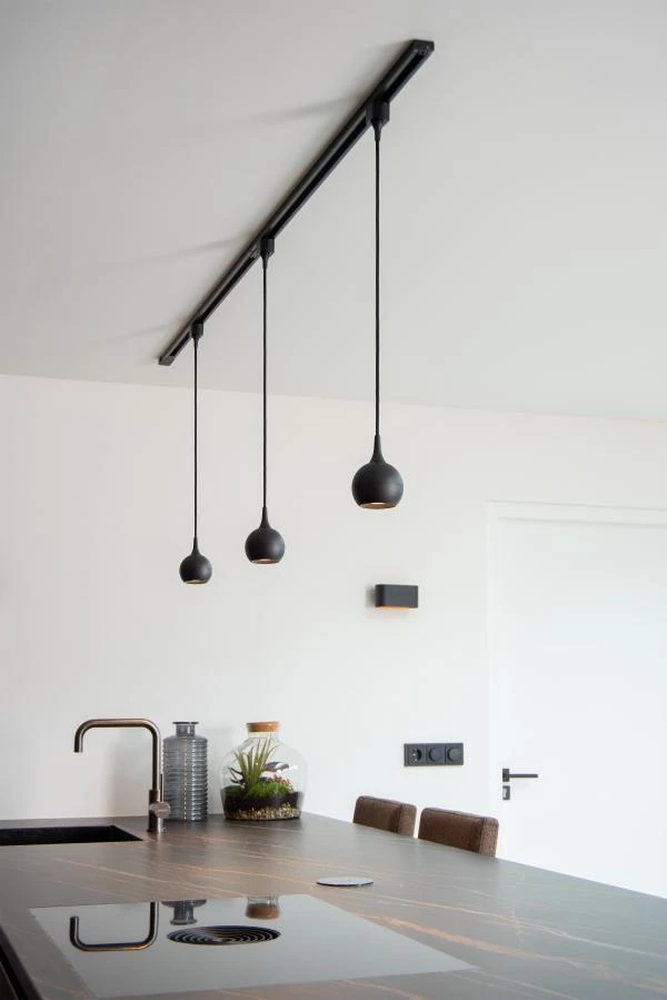 Lucide TRACK FAVORI pendant - 1-circuit Track lighting system - 1xGU10 - Black (Extension) - ambiance 2